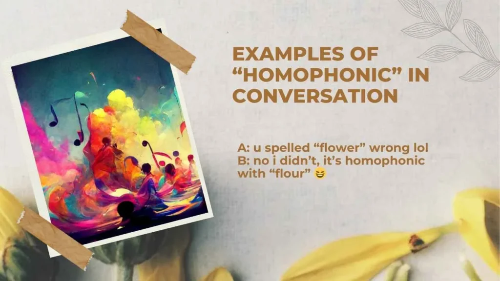 Examples of “Homophonic” in Conversation