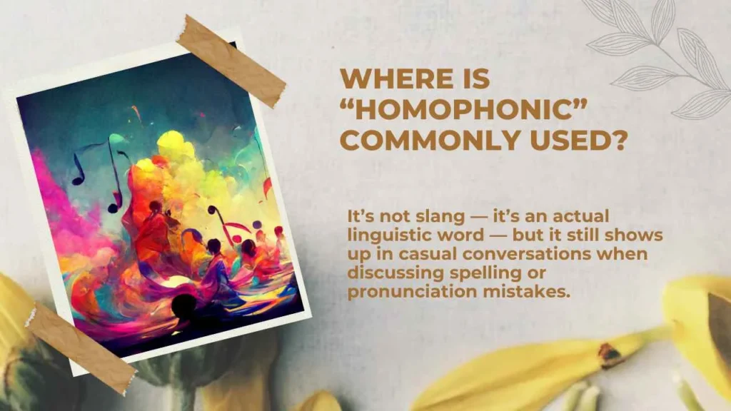 Where Is “Homophonic” Commonly Used?